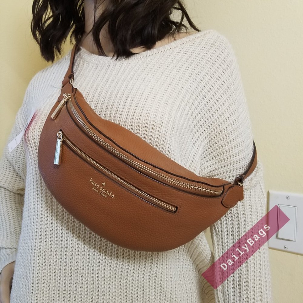 NWT KATE SPADE 100% AUTHENTIC LEILA BELT FANNY PACK BAG GINGER BROWN WKR00306 - Picture 1 of 8